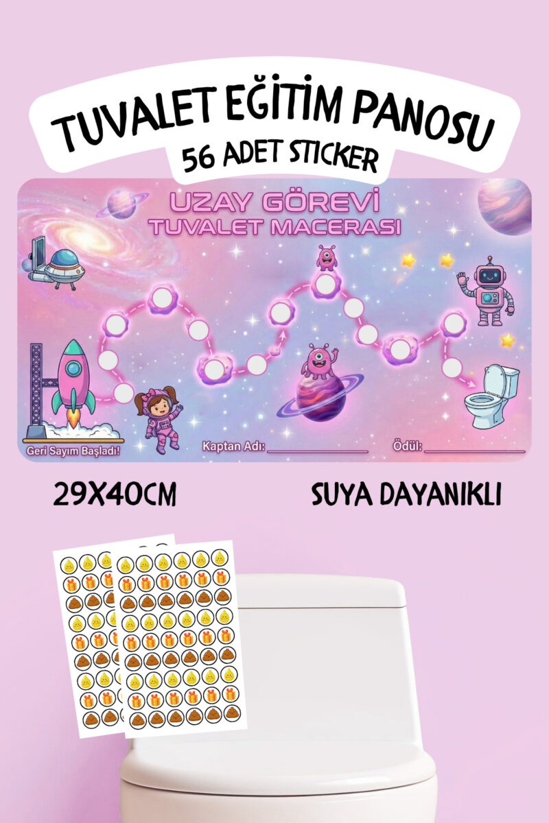 Çocuklar İçin Eğitici ve Eğlenceli Prenses Tuvalet Eğitimi Sticker Panosu 29x40cm