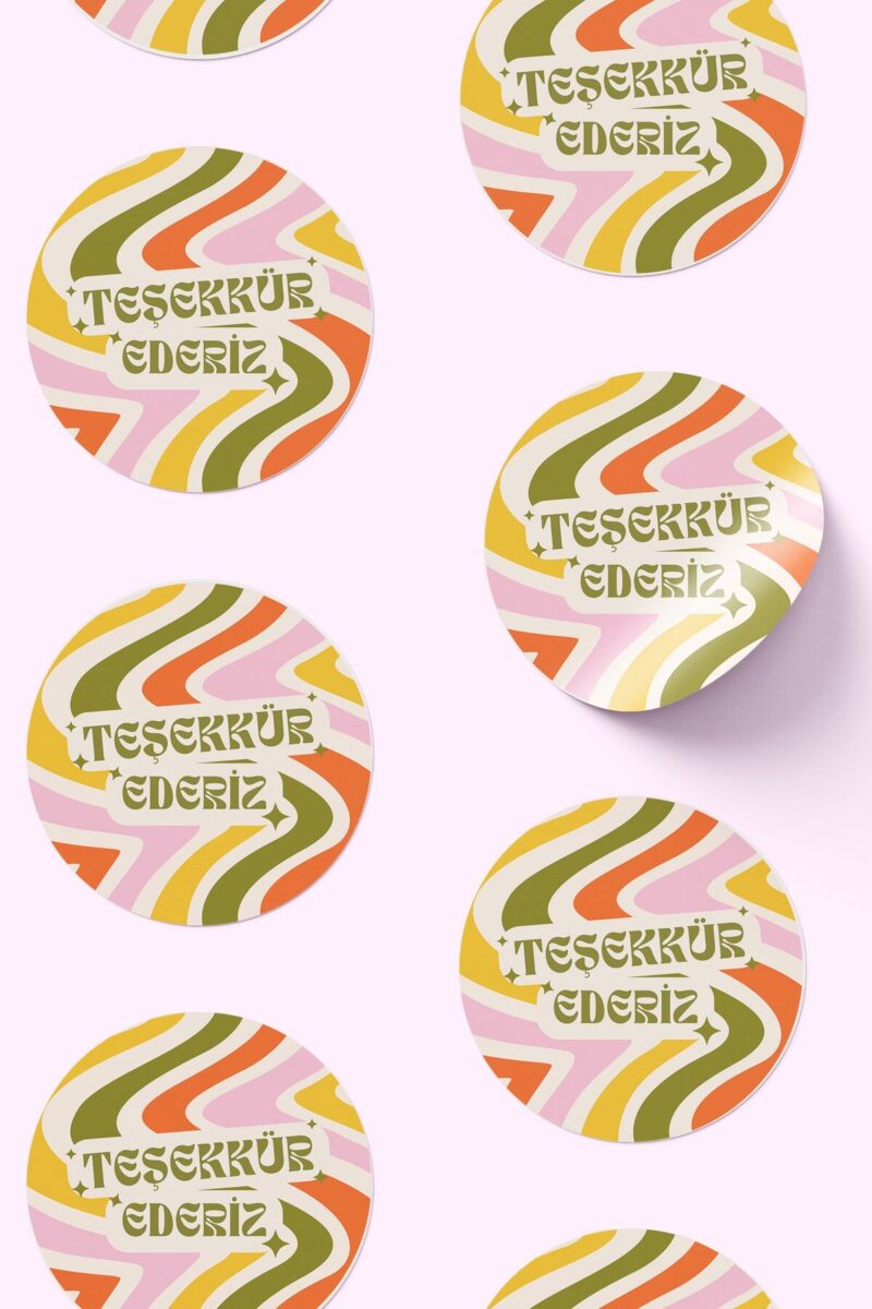 Kadın Girişimci Paketleme Ambalaj Kargo Ürün Etiketi Yapışkanlı Sticker - 4x4cm 70 Adet