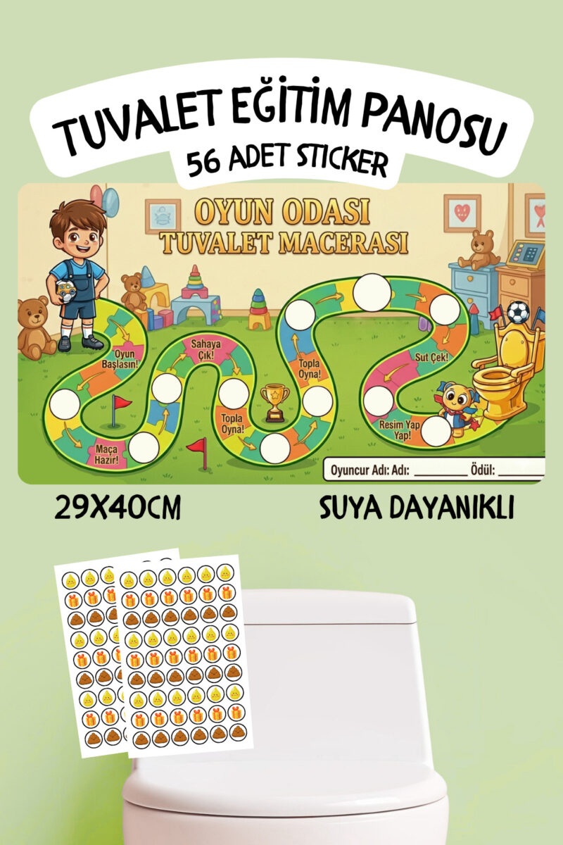 Çocuklar İçin Eğitici ve Eğlenceli Tuvalet Eğitimi Sticker Panosu 29x40cm
