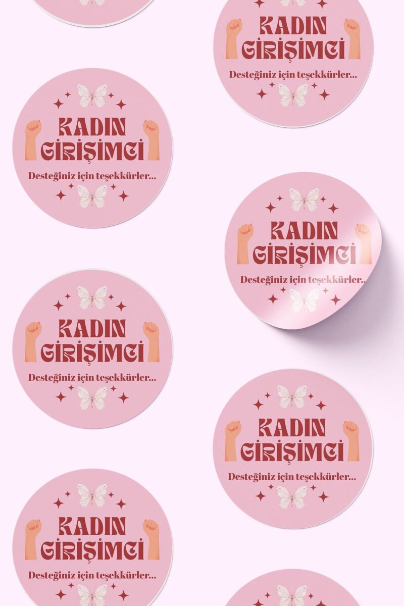 Kadın Girişimci Paketleme Ambalaj Kargo Ürün Etiketi Yapışkanlı Sticker - 4x4cm 70 Adet