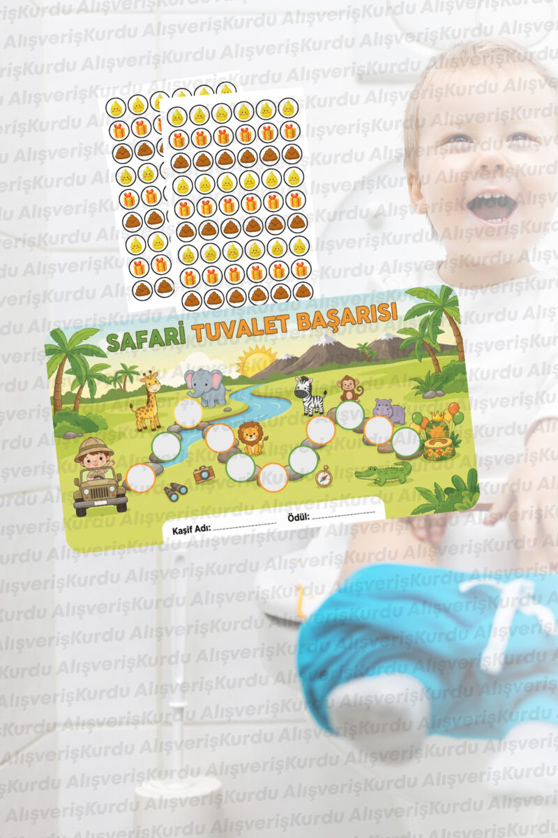 Alternative view of Çocuklar İçin Eğitici ve Eğlenceli Safari Tuvalet Eğitimi Sticker Panosu 29x40cm