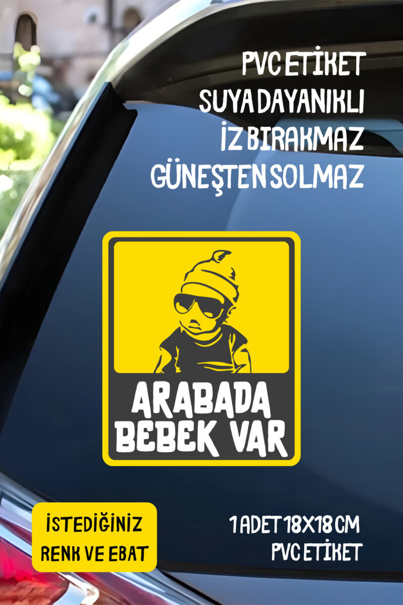 Arabada Bebek Var Araba-Motosiklet Cam Etiket Sticker - Erkek