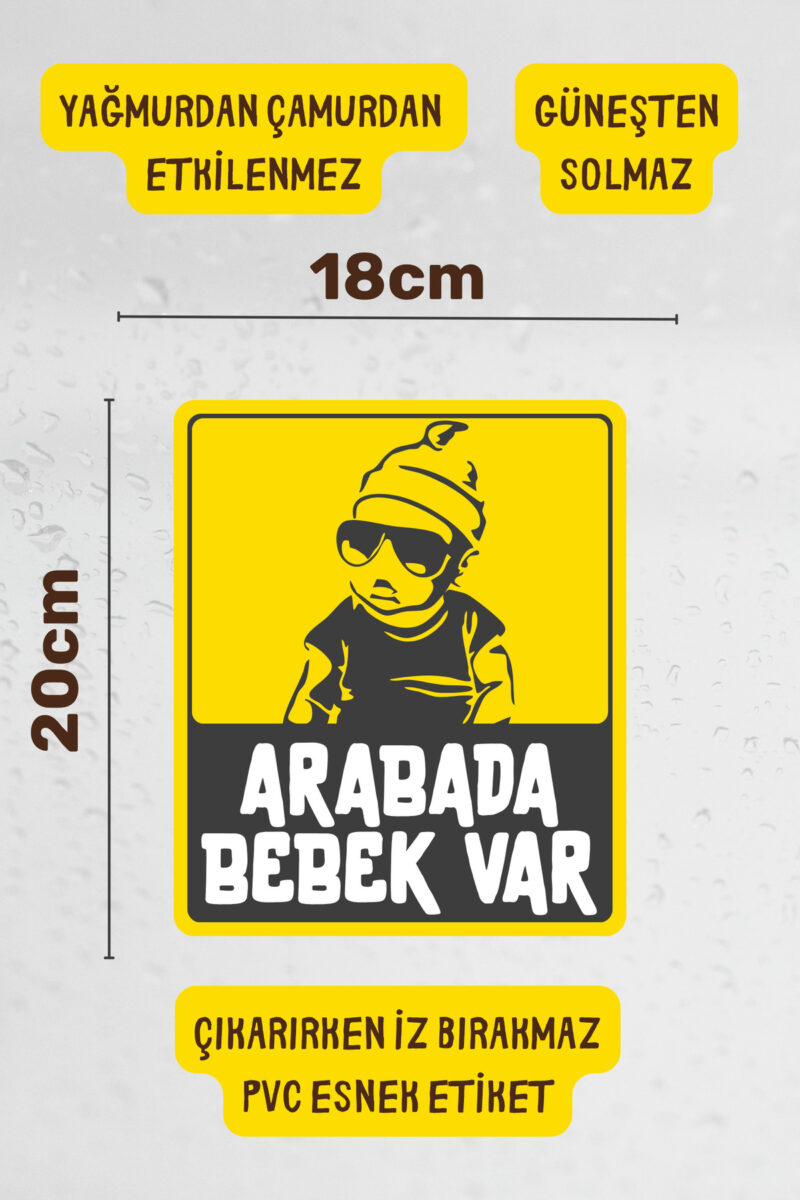 Alternative view of Arabada Bebek Var Araba-Motosiklet Cam Etiket Sticker - Erkek