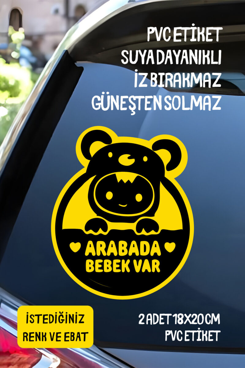Arabada Bebek Var Araba-Motosiklet Cam Etiket Sticker - Unisex