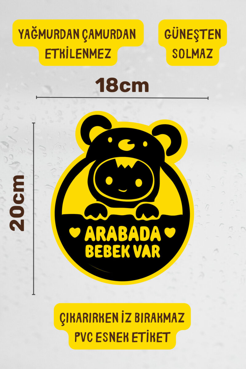 Alternative view of Arabada Bebek Var Araba-Motosiklet Cam Etiket Sticker - Unisex