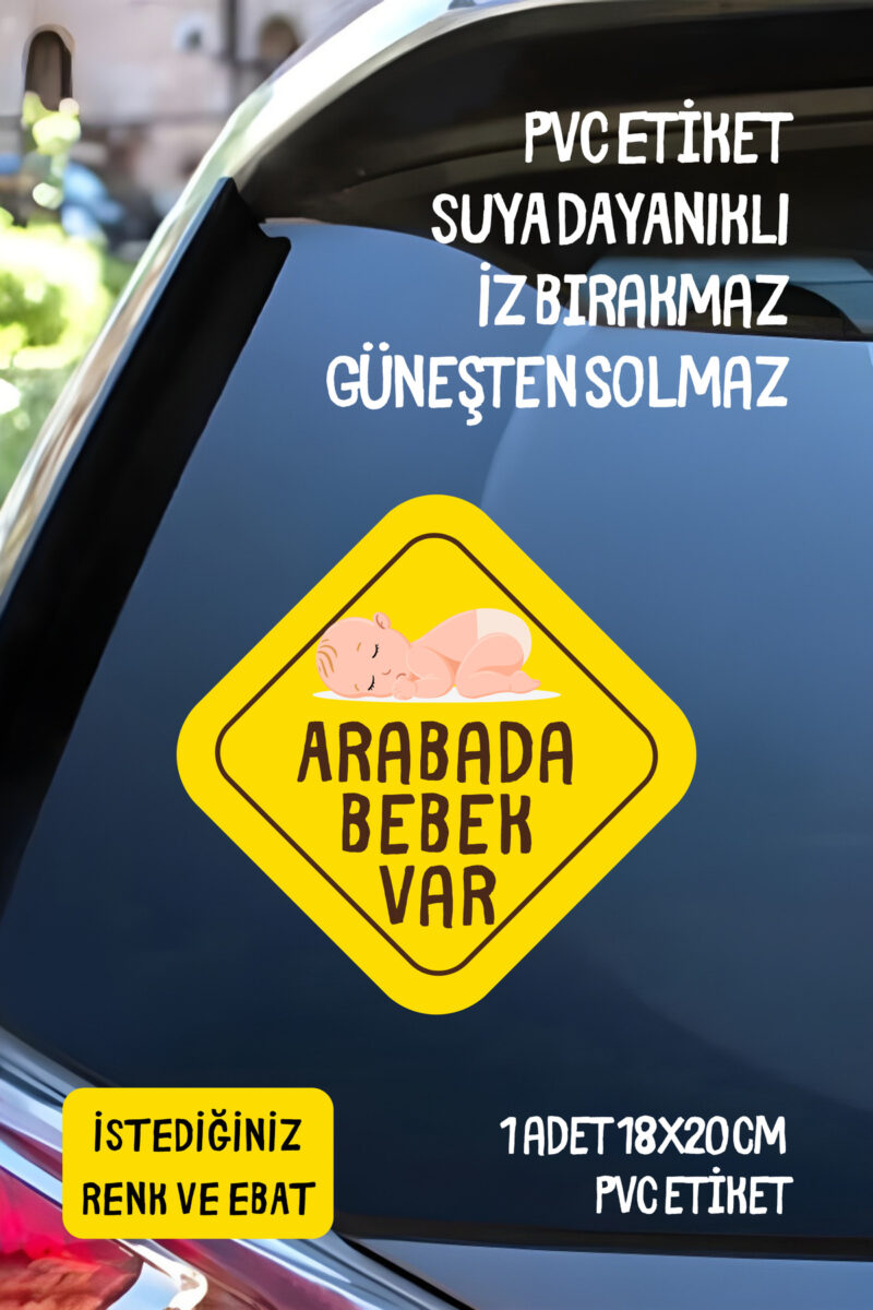 Arabada Bebek Var Araba-Motosiklet Cam Etiket Sticker - Erkek