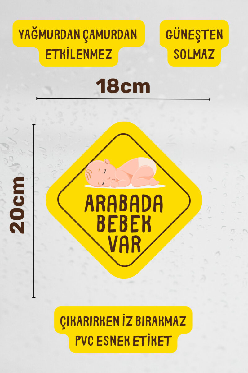 Alternative view of Arabada Bebek Var Araba-Motosiklet Cam Etiket Sticker - Erkek