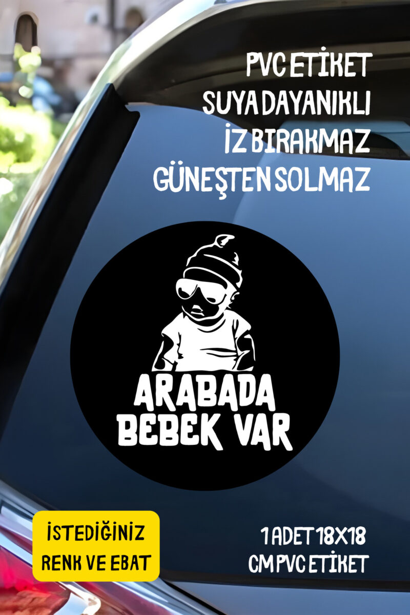 Arabada Bebek Var Araba-Motosiklet Cam Etiket Sticker - Erkek