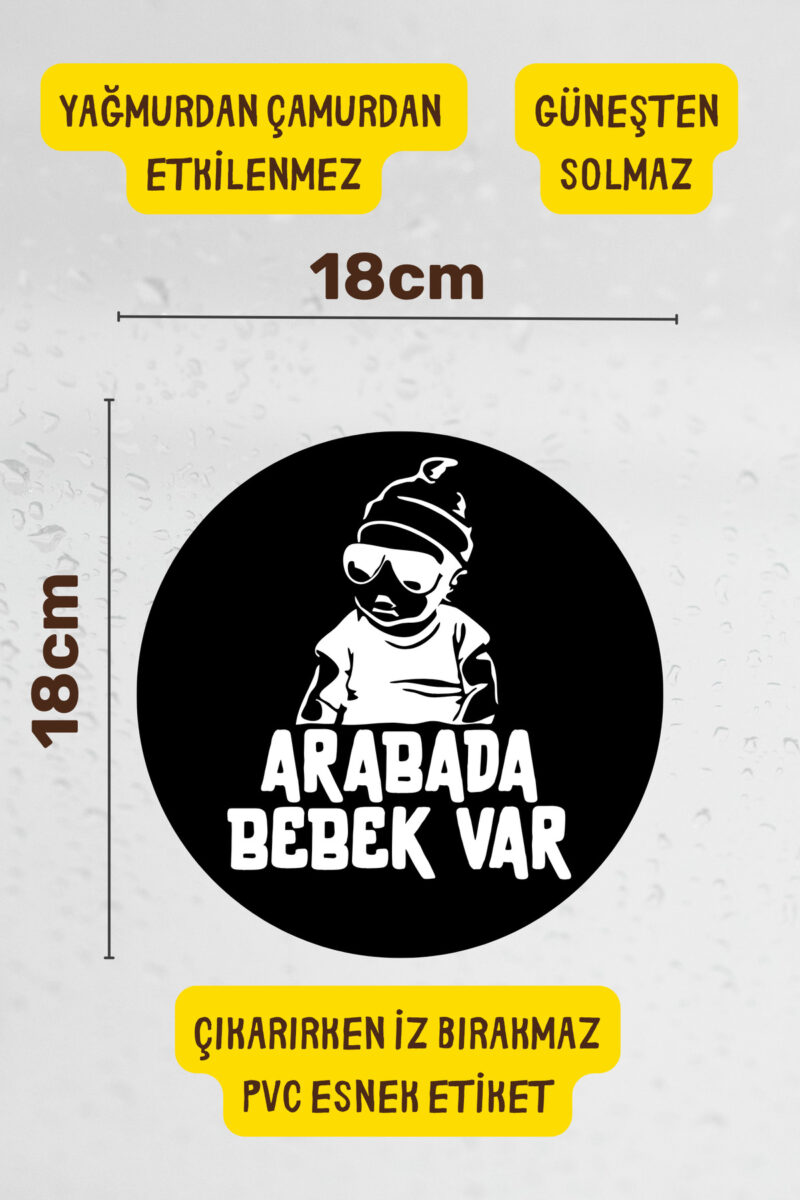 Alternative view of Arabada Bebek Var Araba-Motosiklet Cam Etiket Sticker - Erkek