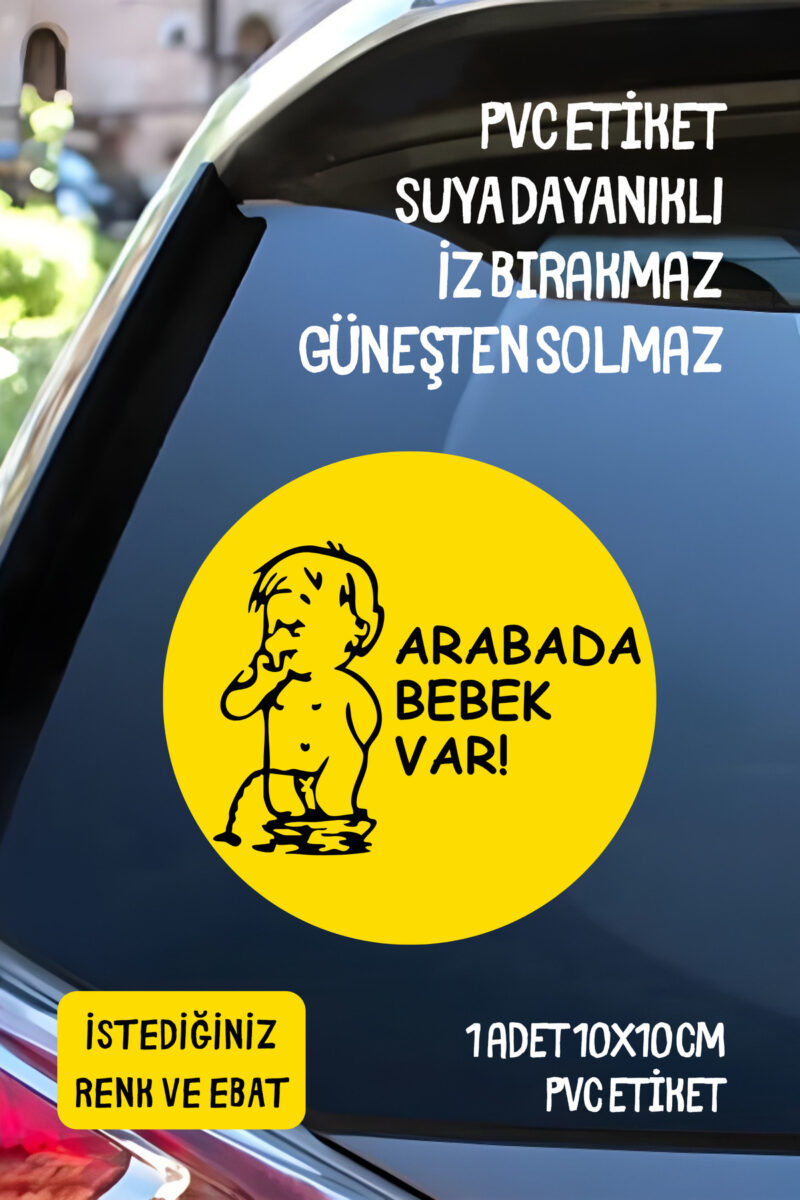 Arabada Bebek Var Araba-Motosiklet Cam Etiket Sticker - Unisex