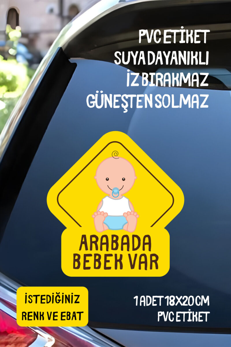 Arabada Bebek Var Araba-Motosiklet Cam Etiket Sticker - Erkek