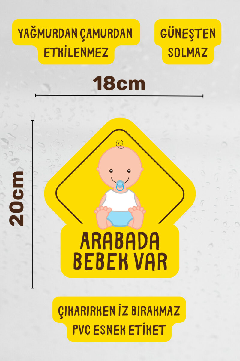 Alternative view of Arabada Bebek Var Araba-Motosiklet Cam Etiket Sticker - Erkek