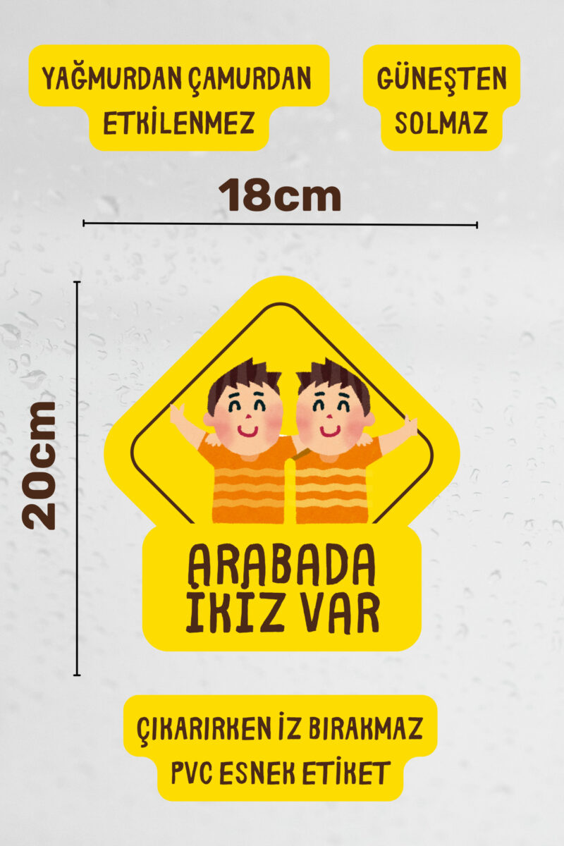 Alternative view of Arabada İkiz Bebek Var Araba-Motosiklet Cam Etiket Sticker - Erkek