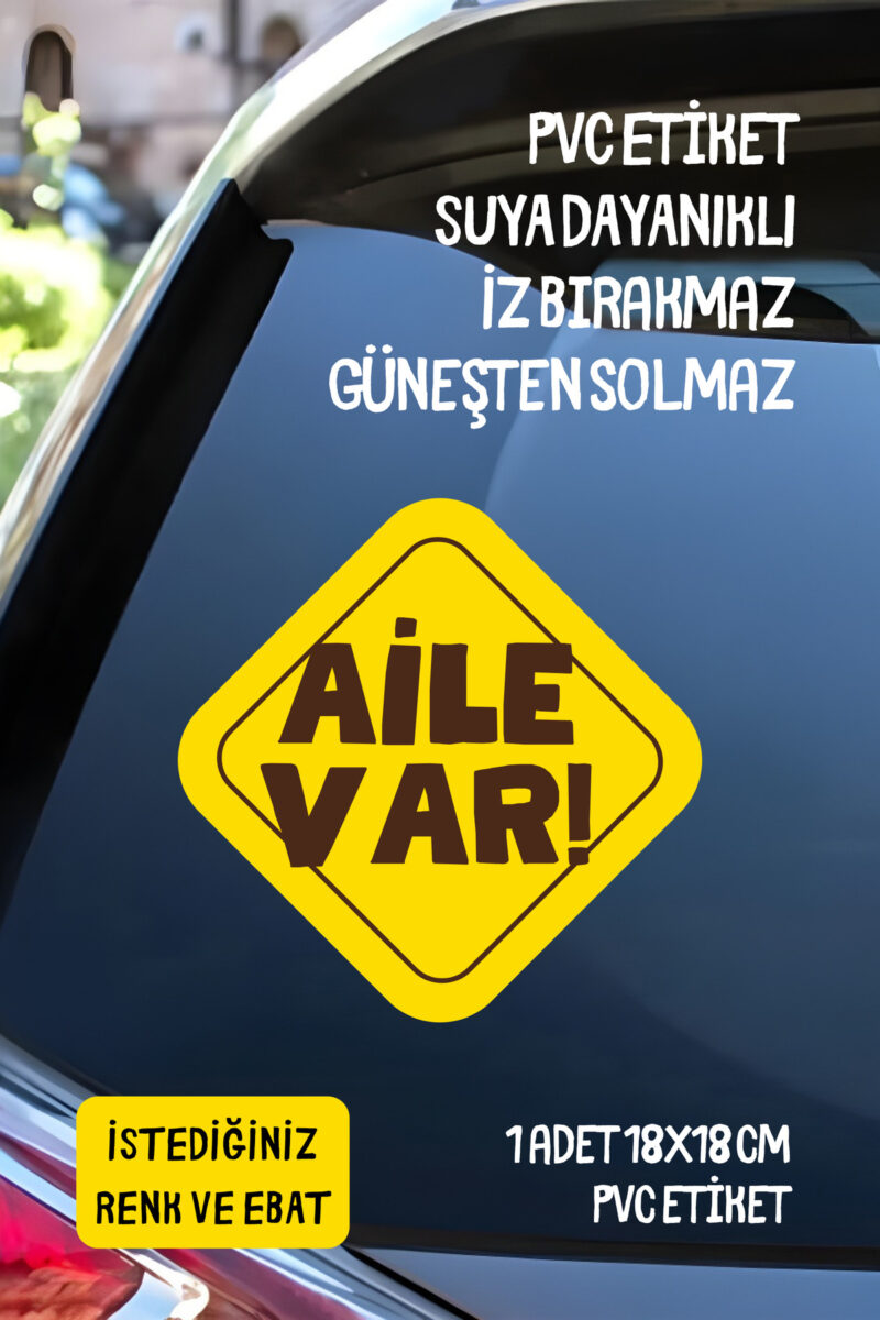 Arabada Aile Var Araba-Motosiklet Cam Etiket Sticker