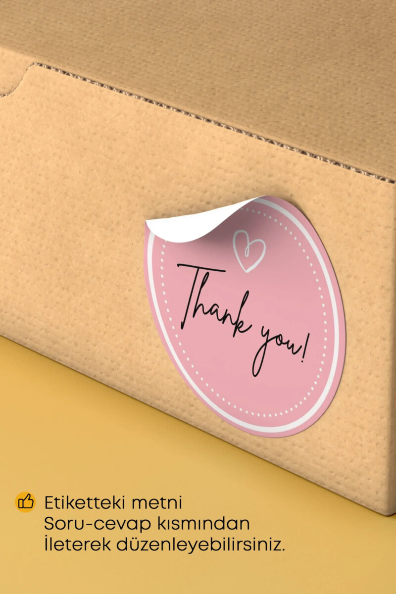 Thank You Yazılı Sticker Paketleme Kargo Ambalaj Etiketi - 4x4cm 70 Adet