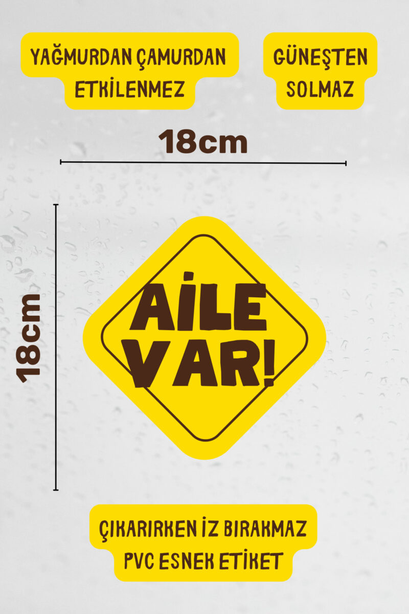 Alternative view of Arabada Aile Var Araba-Motosiklet Cam Etiket Sticker