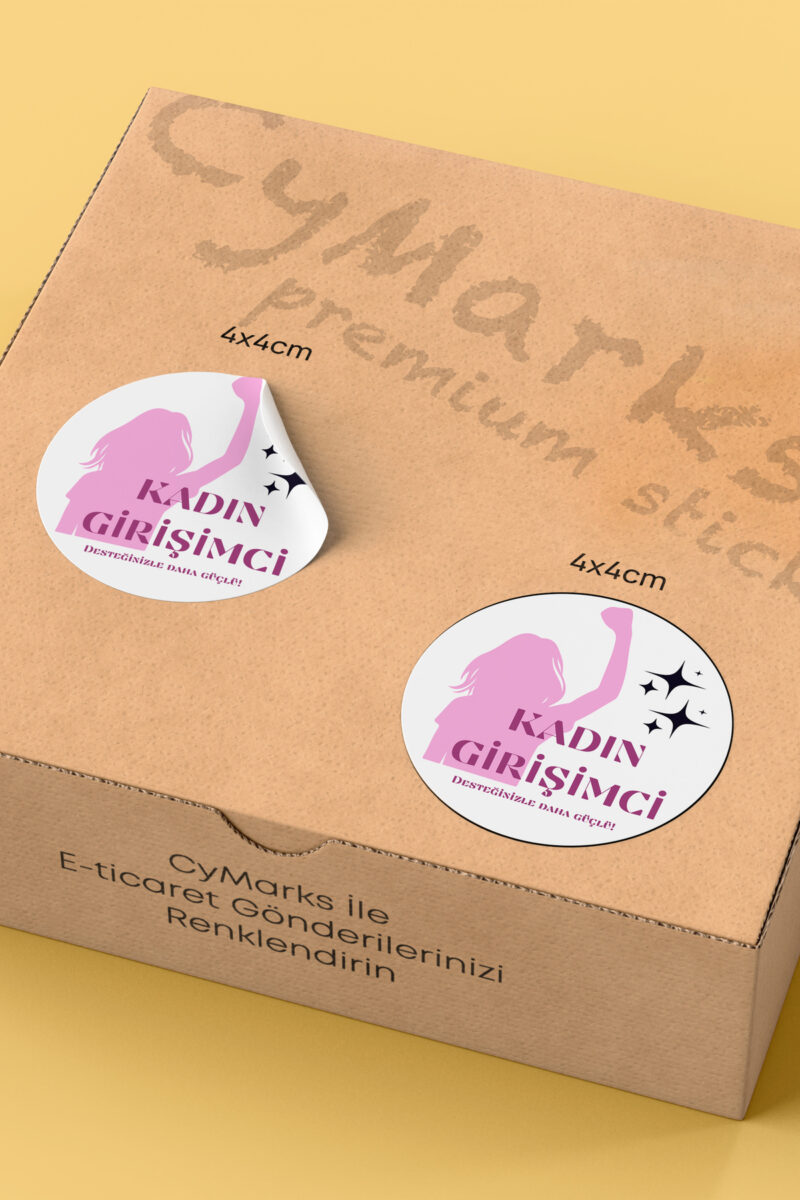 Alternative view of Kadının Girişimci Temalı Sticker Paketleme Kargo Ambalaj Etiketi - 4x4cm 70 Adet Yuvarlak