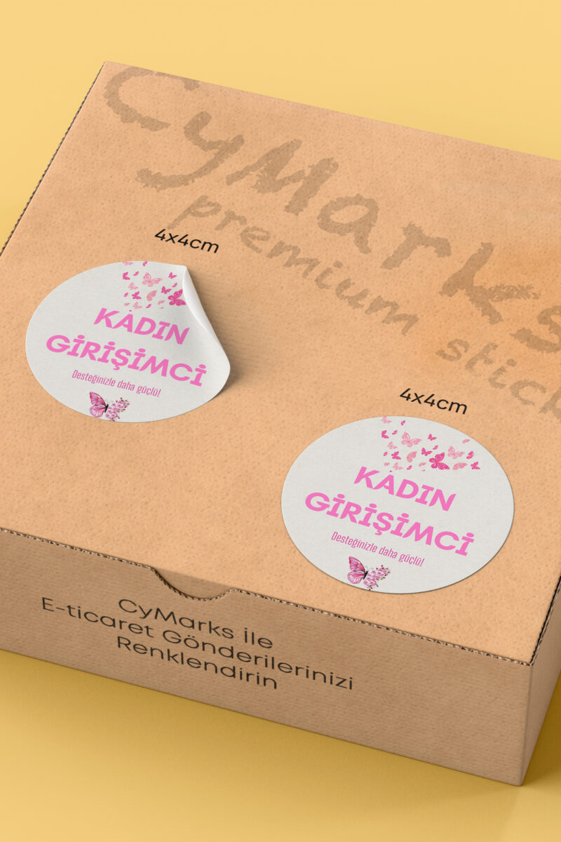 Alternative view of Kadının Girişimci Temalı Sticker Paketleme Kargo Ambalaj Etiketi - 4x4cm 70 Adet Yuvarlak