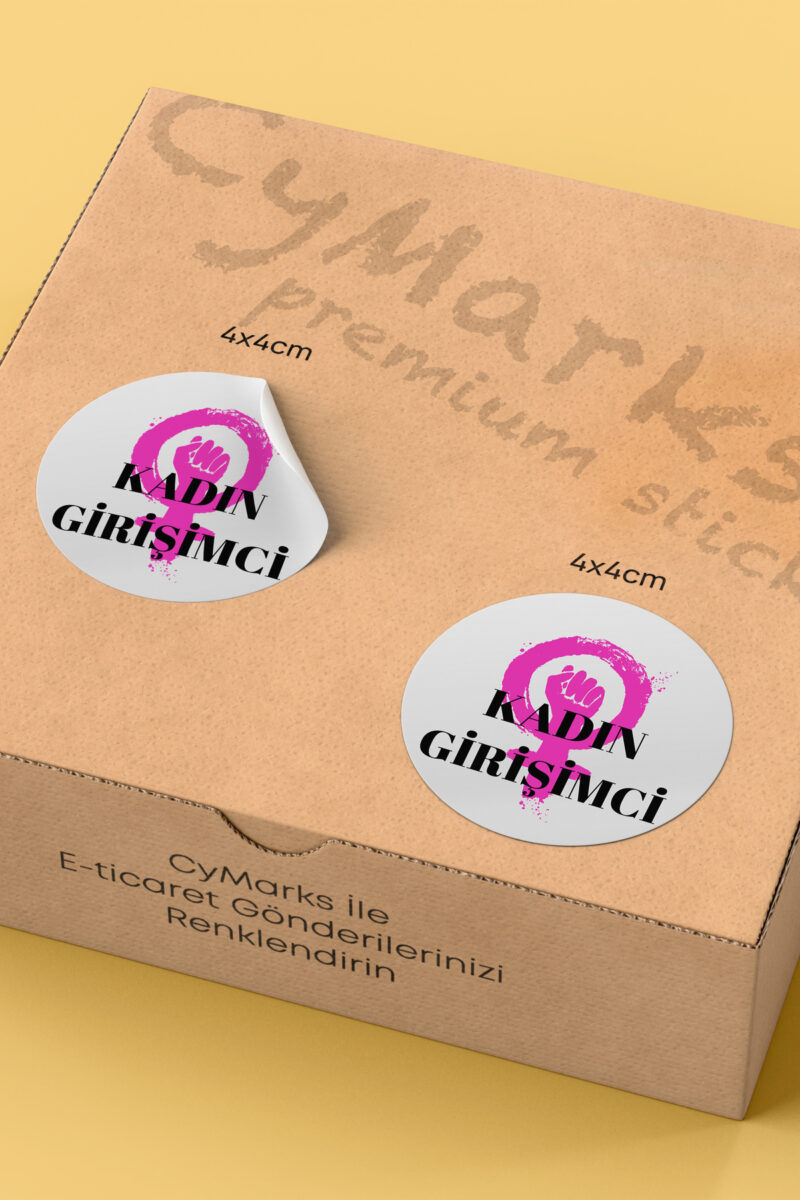 Alternative view of Kadının Girişimci Temalı Sticker Paketleme Kargo Ambalaj Etiketi - 4x4cm 70 Adet Yuvarlak