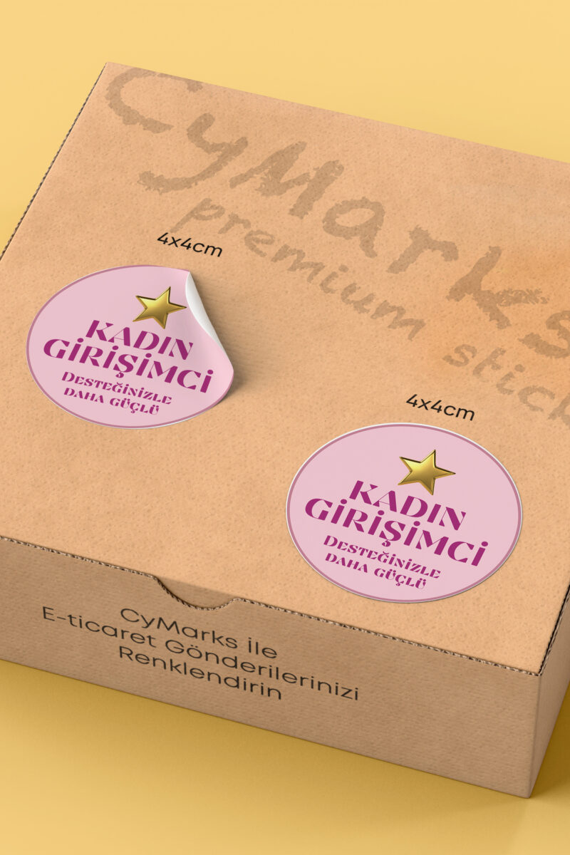 Alternative view of Kadının Girişimci Temalı Sticker Paketleme Kargo Ambalaj Etiketi - 4x4cm 70 Adet Yuvarlak