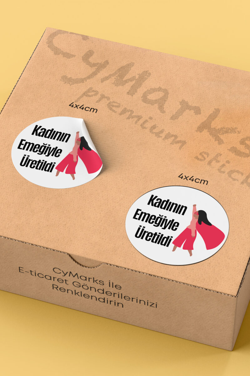 Alternative view of Kadın Emeği Temalı Sticker Paketleme Kargo Ambalaj Etiketi - 4x4cm 70 Adet Yuvarlak