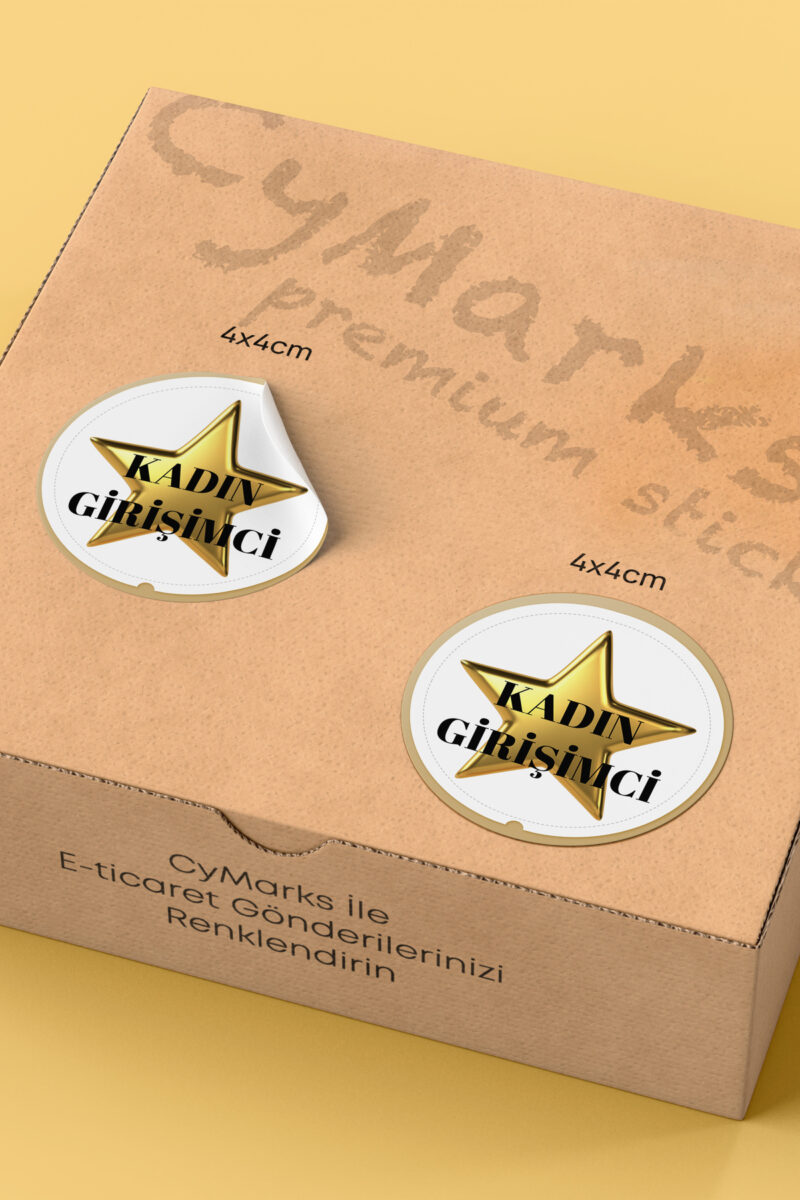 Alternative view of Kadın Girişimci Yazılı Yıldızlı Sticker Paketleme Kargo Ambalaj Etiketi - 4x4cm 70 Adet Yuvarlak