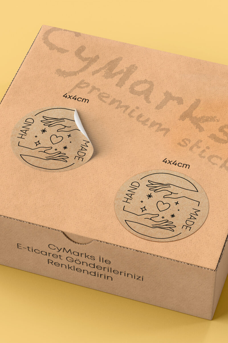 Alternative view of Hand Made Yazılı Sticker Paketleme Kargo Ambalaj Etiketi - 4x4cm 70 Adet