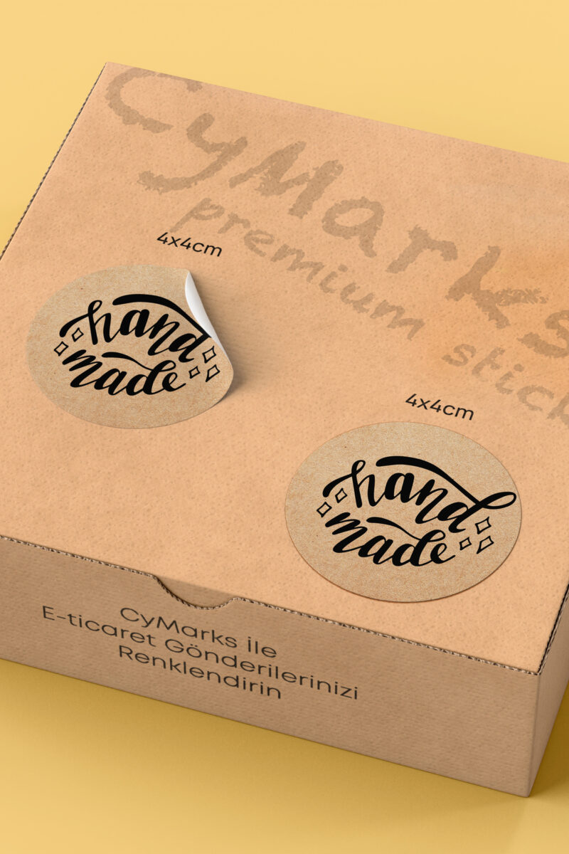 Alternative view of Hand Made Yazılı Sticker Paketleme Kargo Ambalaj Etiketi - 4x4cm 70 Adet