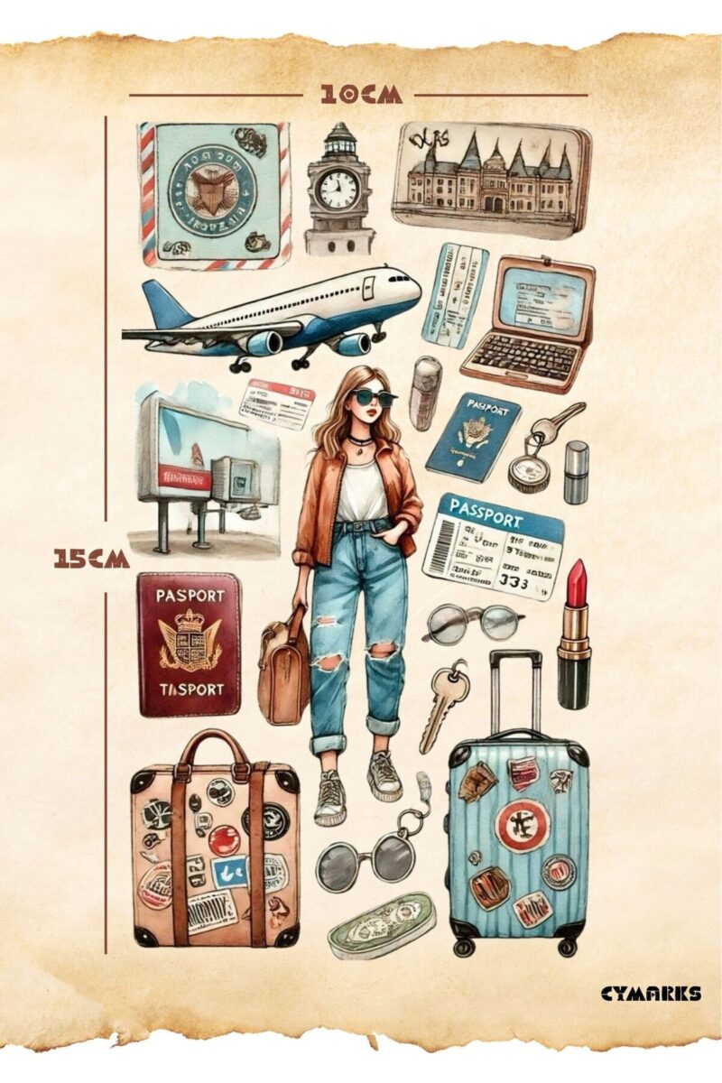 Alternative view of Travel Girl Sticker Seti 82 Parça - Planner Ajanda Scrapbook Bullet Journal Sticker Etiket Seti