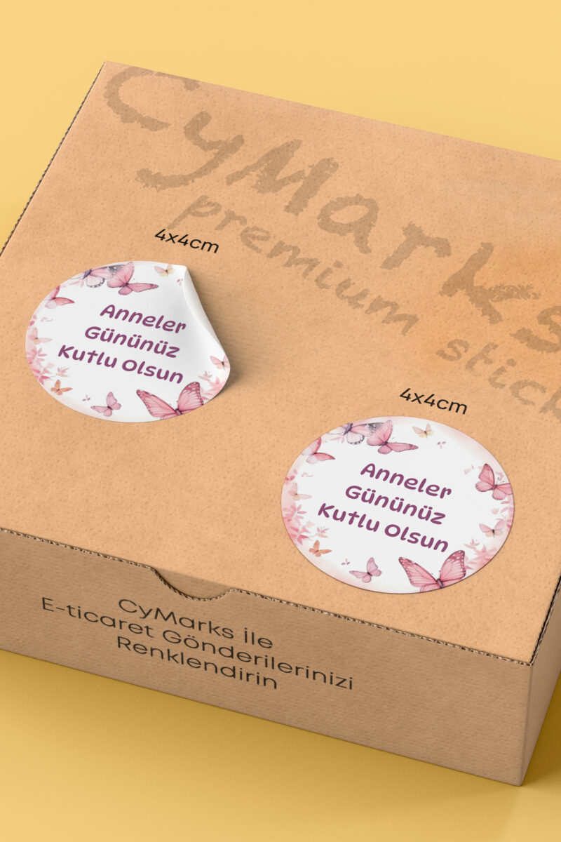 Alternative view of Anneler Gününüz Kutlu Olsun Yazılı Sticker Paketleme Kargo Ambalaj Etiketi - 4x4cm 70 Adet