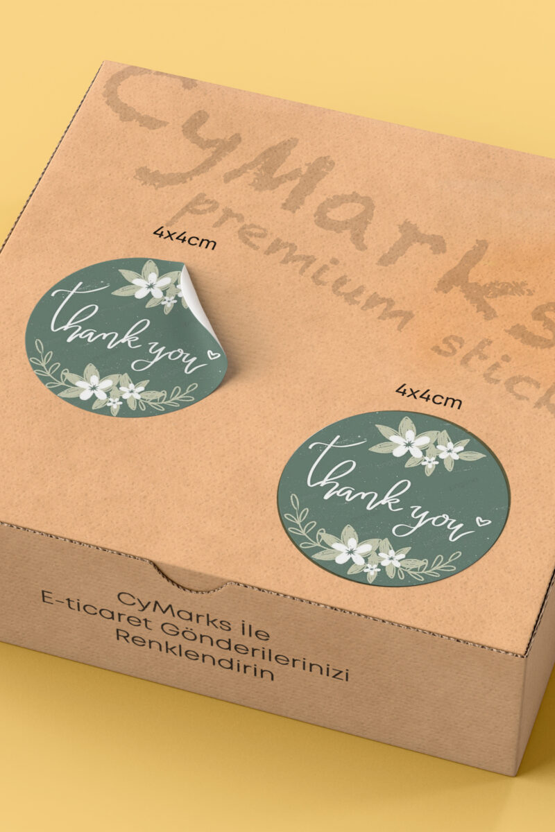 Alternative view of Thank You Yazılı Sticker Paketleme Kargo Ambalaj Etiketi - 4x4cm 70 Adet