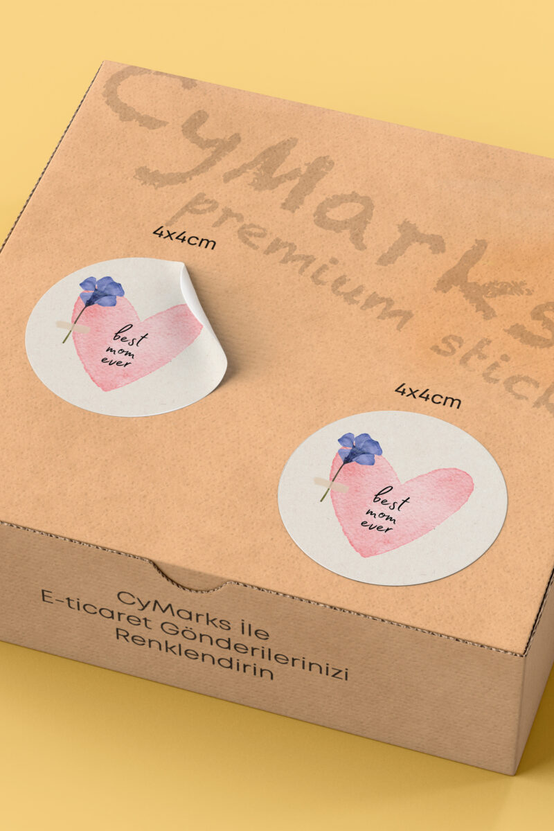 Alternative view of Best Mom Ever Temalı Sticker Paketleme Kargo Ambalaj Etiketi - 4x4cm 70 Adet