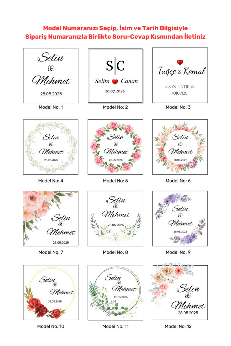 Alternative view of Çikolata Etiketi - Kişiye Özel Söz Nişan Nikah Çikolata Etiketi Sticker 3,6x3,6cm Kare 100 Adet