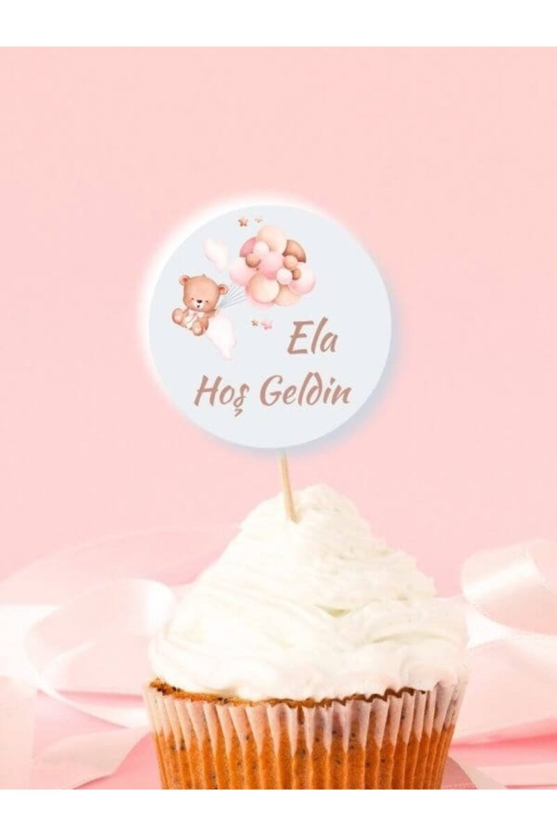 İsimli Bebek Etiketi Sticker- Mevlüt Doğum Günü Etiketi 4x4 cm 100 Adet - Kız Pembe