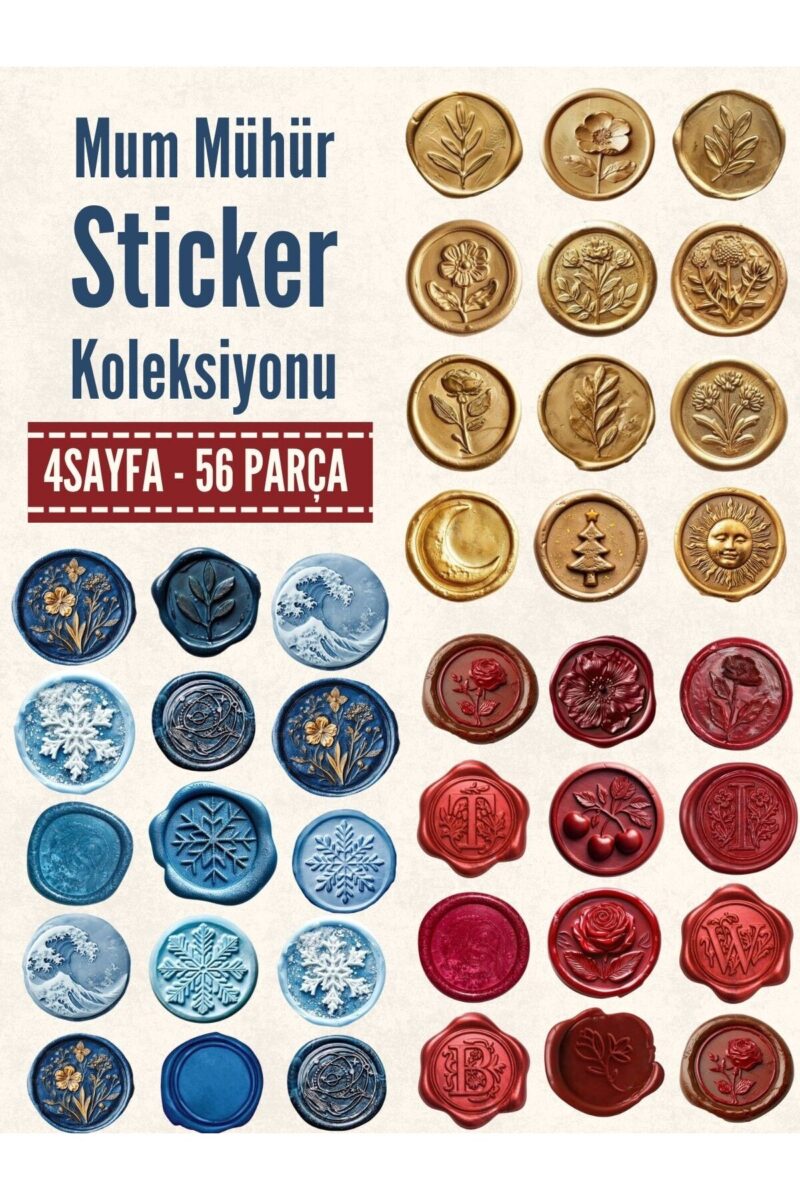 Mum Mühür Sticker Seti 56 Parça - Planner Ajanda Tablet Telefon Laptop Sticker