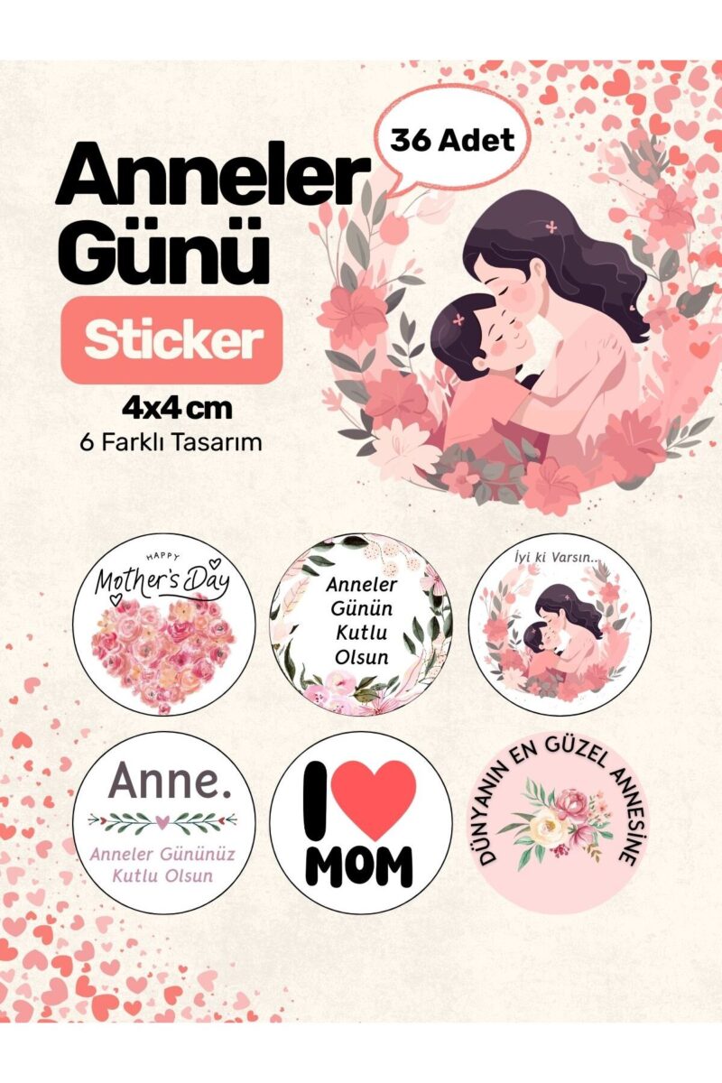 Anneler Günü Sticker Seti - Planner Ajanda Tablet Telefon Laptop Sticker Happy Mother's Day Etiketi