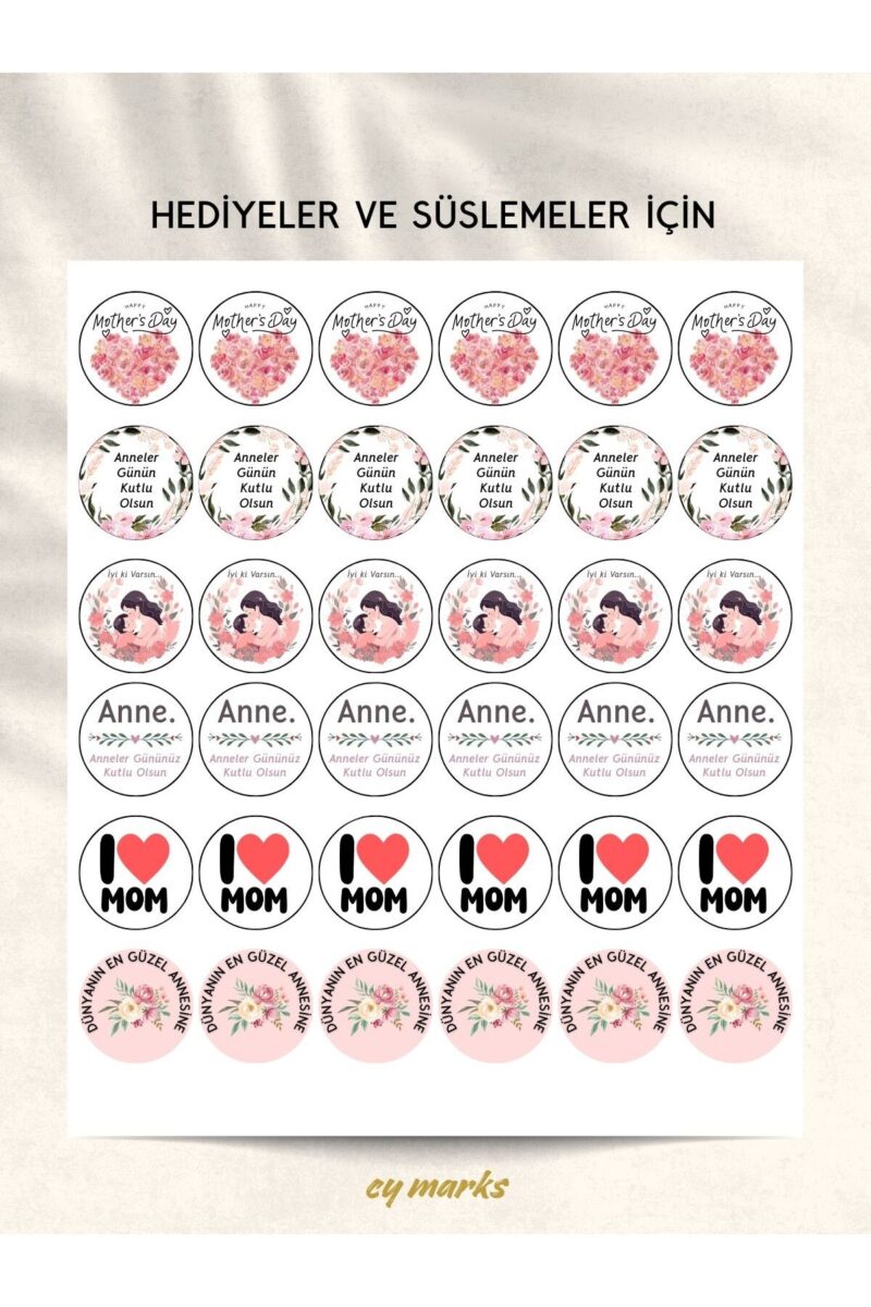 Alternative view of Anneler Günü Sticker Seti - Planner Ajanda Tablet Telefon Laptop Sticker Happy Mother's Day Etiketi