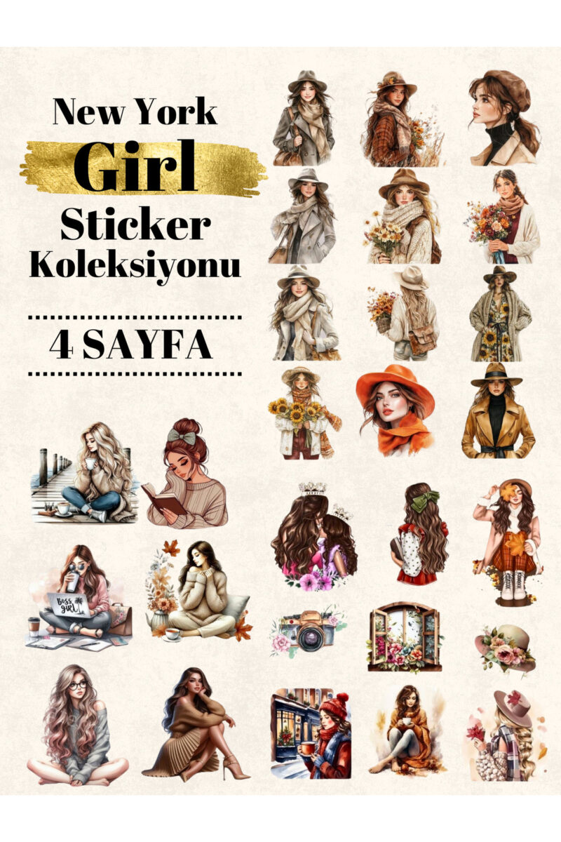 New York Girl Sticker Seti - Planner Ajanda Tablet Telefon Laptop Sticker Etiketi