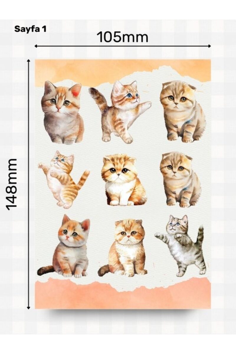 Alternative view of Kedi Sticker Etiket Seti 84 Parça - Planner, Ajanda, Laptop, Telefon, Tablet, Bullet Journal Etiketi