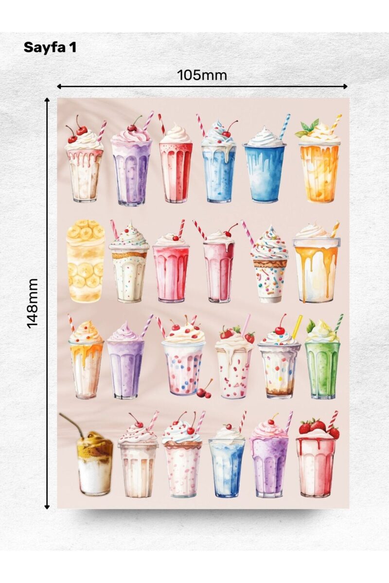 Alternative view of Dondurma Milkshake Sticker Etiket Seti - Planner, Ajanda, Laptop, Telefon, Tablet, Bullet Journal