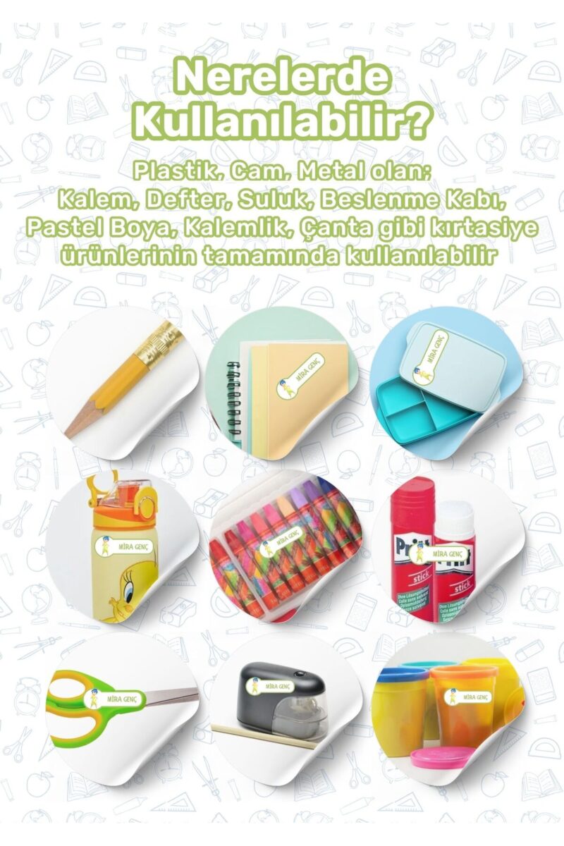 Alternative view of Okul Etiketi Kalem Etiketi Defter Etiketi Özel İsim Yazılabilen Etiket Ters Yüz Temalı 181 Adet