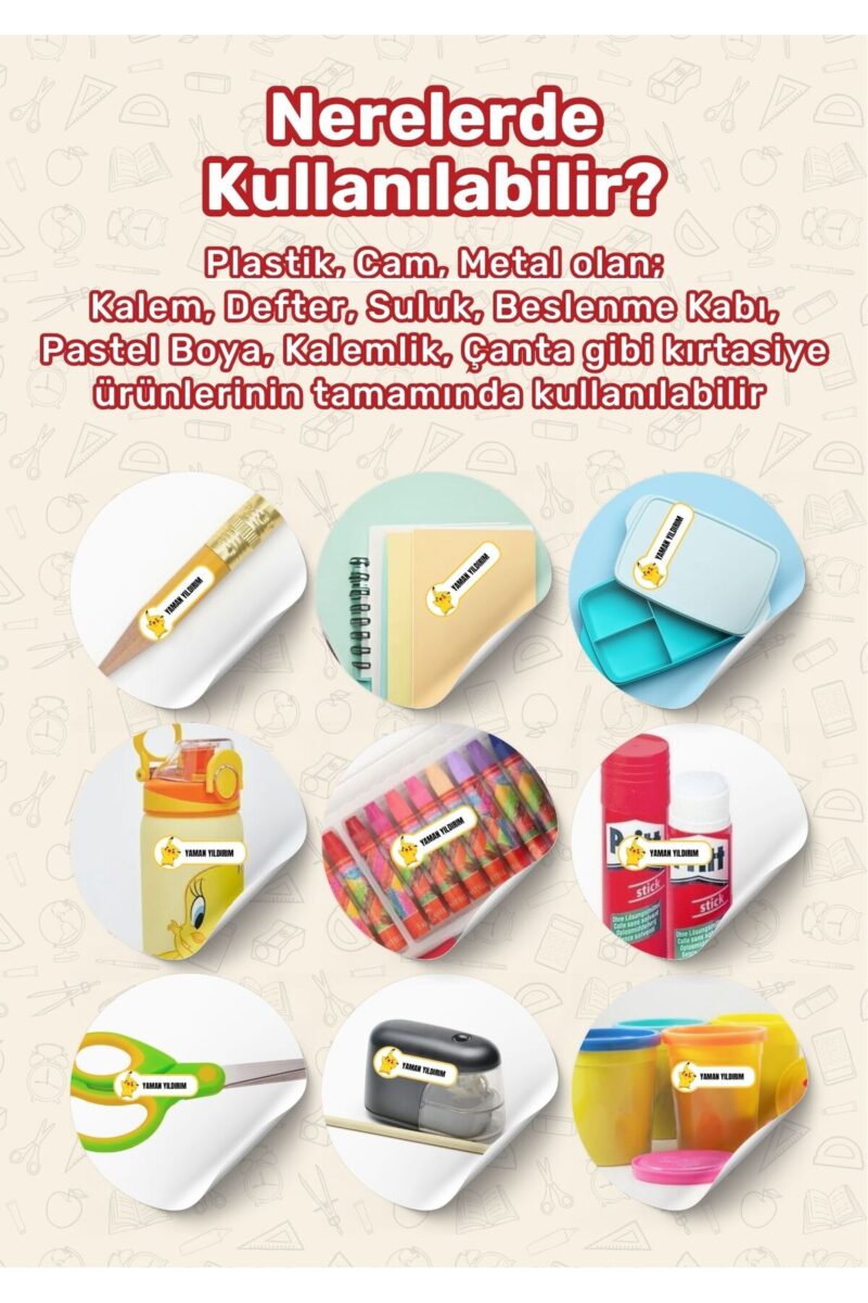 Alternative view of Okul Etiketi Kalem Etiketi Defter Etiketi Özel İsim Yazılabilen Etiket Pikachu Temalı 183 Adet