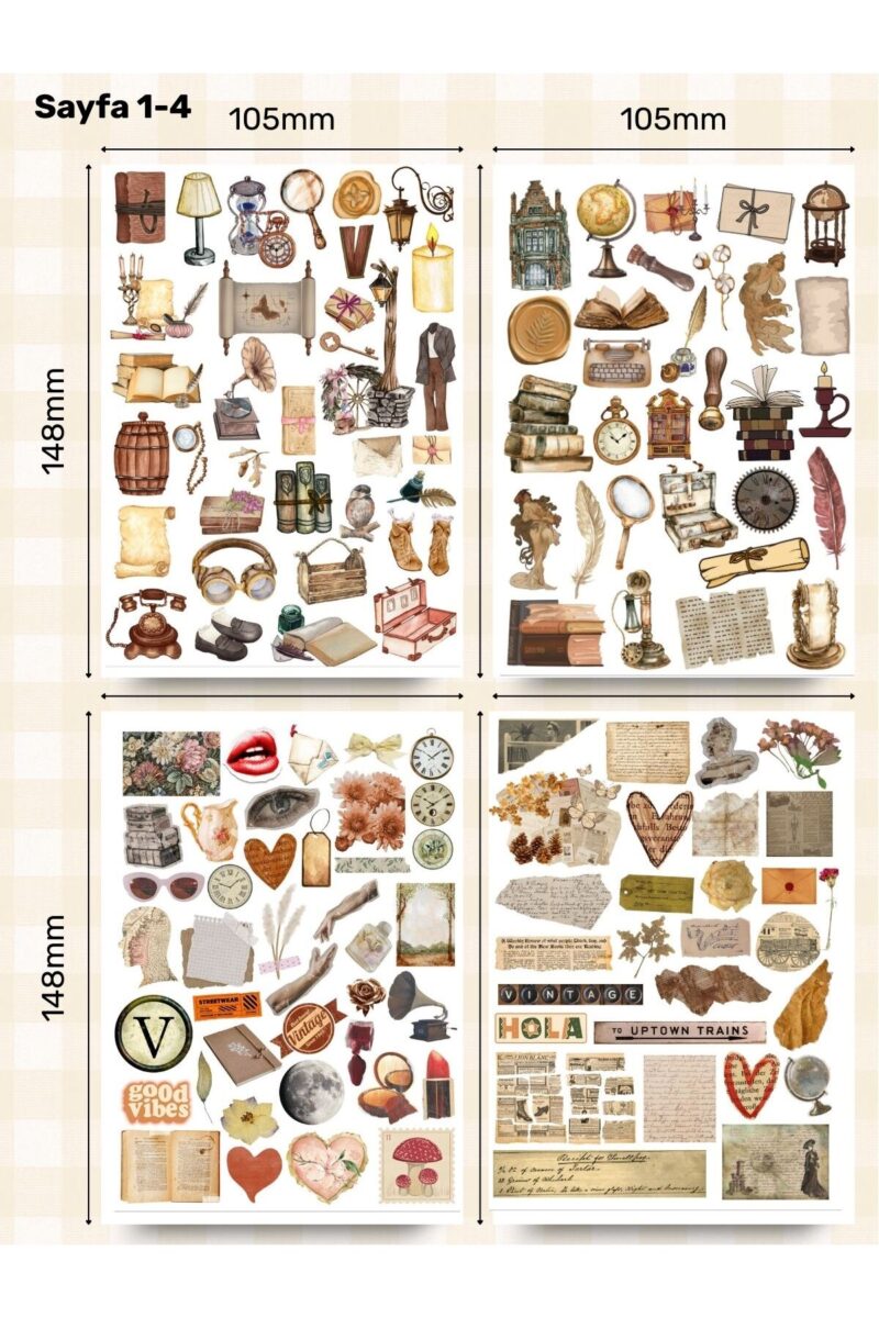Alternative view of 5'li Vintage Sticker Etiket Seti Planner Ajanda Telefon Tablet Laptop Bullet Journal Etiket