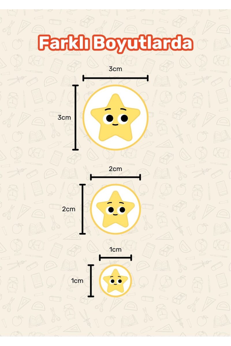 Alternative view of Yıldızlı Öğretmen Etiketi Emojili Değerlendirme Etiketi 1000 Adet