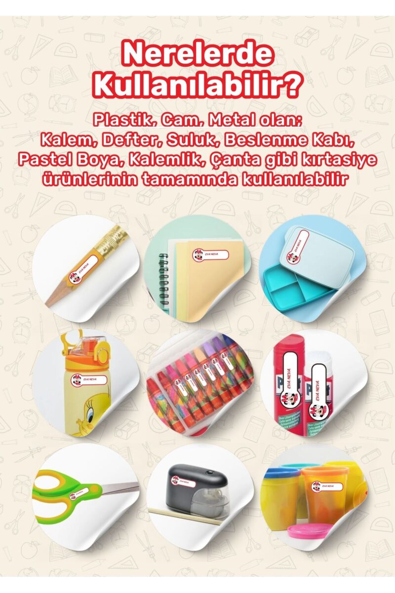 Alternative view of Okul Etiketi Kalem Etiketi Defter Etiketi Özel İsim Yazılabilen Etiket Micky Temalı 183 Adet